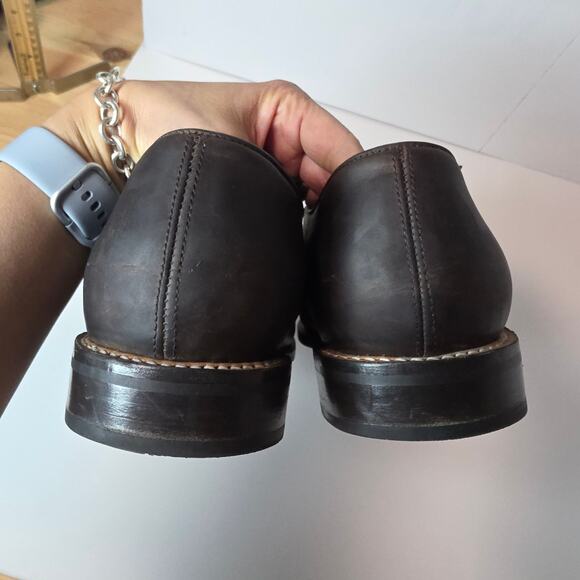 Thursday Everyday Sz14 M's Oxford Dark Brown Leather Lace HandmadeMexico Work - Picture 5 of 16